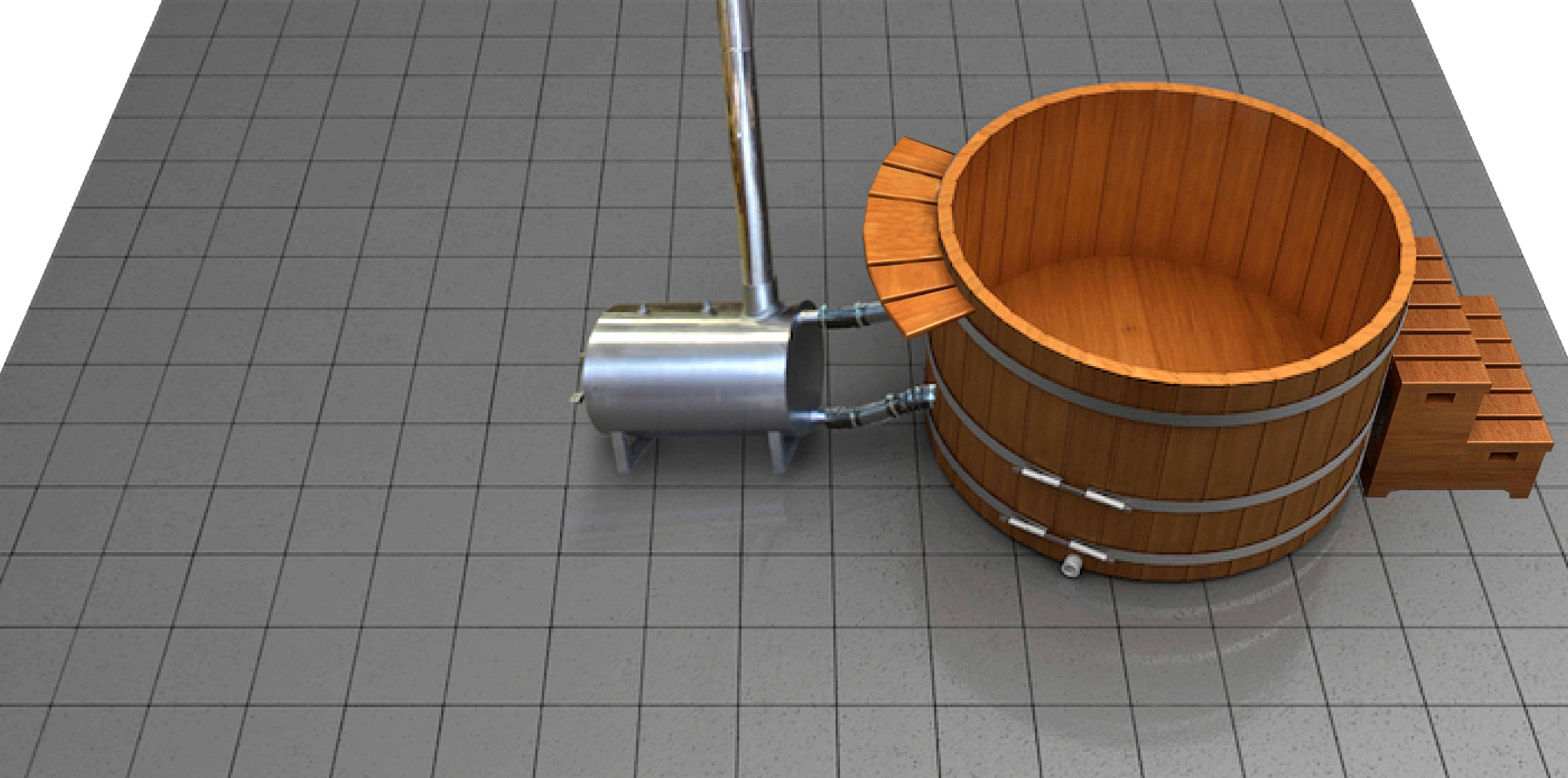 Economy Cedar Wood Soaking Tub 5' 5 x 36 Wood Fired Heater